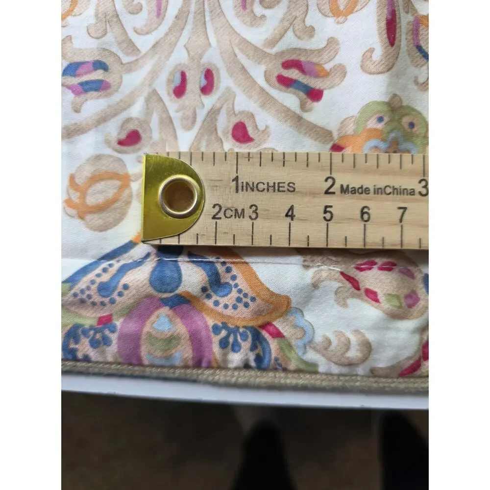 RALPH LAUREN CHAPS Tan Blue Floral Brown Border KING Pillow Sham Set of 2